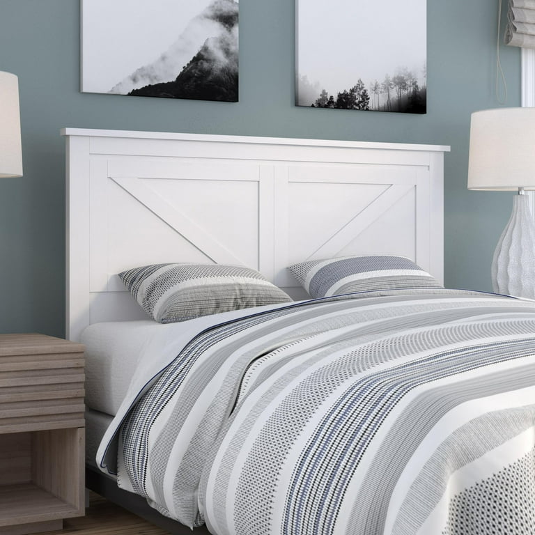 Rustic Full Size Wooden Headboard Farmhouse Style Wood Panel in Gloss White Walmart