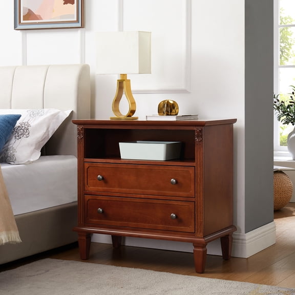 Farmhouse Style with Fluted Pilasters | Provide Ample Storage and Charging Function | Get a Sturdy and Durable Nightstand