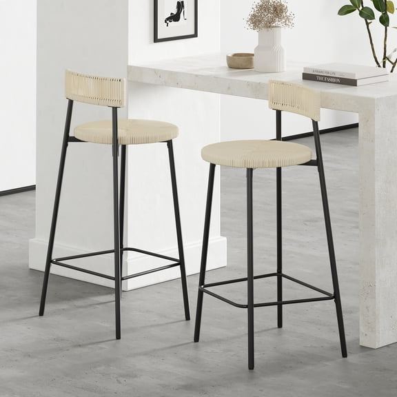 Farmhouse Style with Paper Rope - Rustic Bar Stools for Indoor Spaces