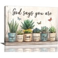 thumbnail image 1 of Farmhouse Succulent Wall Art Rustic Succulent Pictures Decor God Says You Are Bible Verse Canvas Painting Modern Unframed Prints Artwork for Home Bathroom Bedroom Living Room, 1 of 3