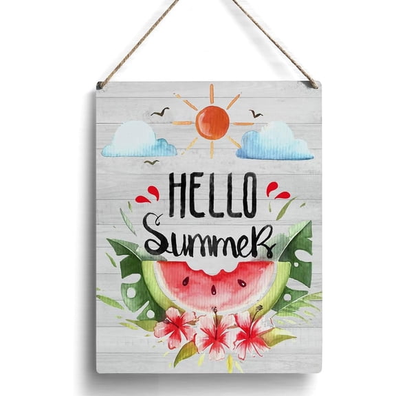 Farmhouse Summer Watermelon Wooden Sign Artwork, Watermelon Wood Sign Wall Art Hanging Sign Home Kitchen Decor 8x10 Inch
