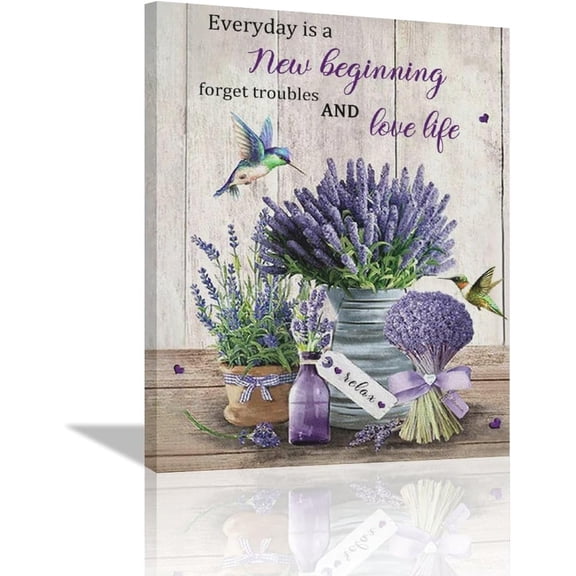 Farmhouse Sunflower Bathroom Decor Wall Art Rustic Flower Butterfly Floral Pictures Wall Decor Country Canvas Painting Prints Artwork Home Decorations Framed for Bedroom Kitchen Living Room 12"x16"