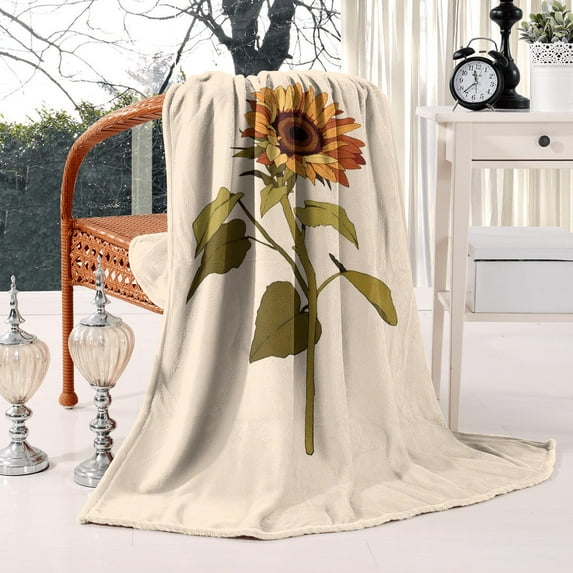 Farmhouse Sunflower Blanket: 50x60in Soft Throw Blanket for Home Comfort Great Sofa or Bed Decor Lovely Couch Blanket Gift for Him or Her
