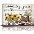 thumbnail image 1 of Farmhouse Sunflower Cotton Wall Art Country Amazing Grace Hummingbird Pictures Wall Decor Rustic Canvas Paintings Modern Artwork Home Decor for Bathroom Bedroom Living Room Office Framed 16"x12", 1 of 6