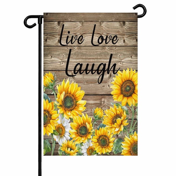 Farmhouse Sunflower Garden Flags for Outside Live Love Lough Inspirational Quotes Double Sided Yard Flags Outdoor House Decoration, Small 12X18 Inch,
