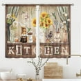 thumbnail image 1 of Farmhouse Sunflower Kitchen Curtains 27.5Wx36H Inch Rod Pocket Rustic Floral Flower Vintage Retro Coffee Art Printed Country Hummingbird Living Room Bedroom Window Drapes Treatment 2 Panels, 1 of 5