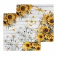 thumbnail image 1 of Farmhouse Sunflower Kitchen Dish Towels for Drying Dishes Set of 2, Vintage Daisy Butterflies Gray Wood Waffle Weave Microfiber Hand Tea Bathroom Towels Quick Dry & Absorbent Towel 12x12, 1 of 7