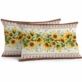 thumbnail image 1 of Farmhouse Sunflower Lumbar Pillow Covers 20x12 Inch Set of 2, Beige Brown Vintage Floral Botanical Waterproof Outdoor Pillow Covers, Decorative Cushion Pillowcases for Couch, Sofa, Bed, Garden, Patio, 1 of 9