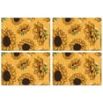 thumbnail image 1 of Farmhouse Sunflower Placemats Set of 4, Machine Washable Heat Resistant Linen Table Mats with Boho Floral Pattern Featuring Butterflies, Bees, and Yellow Blooms for Rustic Dining, 1 of 6