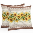 thumbnail image 1 of Farmhouse Sunflower Throw Pillow Covers 26x26 Inch Set of 2, Beige Brown Vintage Floral Botanical Waterproof Outdoor Pillow Covers, Decorative Cushion Pillowcases for Couch, Sofa, Bed, Garden, Patio, 1 of 9