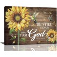 thumbnail image 1 of Farmhouse Sunflower Wall Art Bathroom Christian Flower Hummingbird Bible Pictures Wall Decor Scripture Quotes Canvas Painting Print Artwork Modern Home Decor Framed for Living room Bedroom 16"×12", 1 of 1