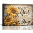 thumbnail image 1 of Farmhouse Sunflower Wall Art Hummingbird Religion Christian Bible Verse Pictures Wall Decor Scripture Quotes Canvas Painting Print Artwork Framed for Living Room Bedroom Bathroom 16"×12", 1 of 6