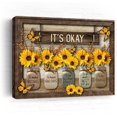 thumbnail image 1 of Farmhouse Sunflower Wall Art It''s Okay Inspirational Quotes Canvas Print Framed Artwork for Bathroom Decor Country Rustic Sunflower Pictures Wall Decor For Office Kitchen Living Room Bedroom 12"x18", 1 of 5