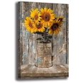 thumbnail image 1 of Farmhouse Sunflower Wall Art Rustic Flowers Painting Country Yellow Flower Poster Bathroom Decor Wood \u200bArtwork Picture Canvas Painting Home Decor For Bedroom Living Room 12X16 inch Frameless, 1 of 6