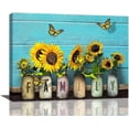 thumbnail image 1 of Farmhouse Sunflower Wall Art Rustic Sunflower Butterfly Pictures Wall Decor Teal Country Family Canvas Prints Painting Home Decorations Modern Artwork for Bathroom Bedroom Living Room Framed 16"x12", 1 of 6
