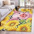 thumbnail image 1 of Farmhouse Sunflowers Area Rug 4'x6', Country Watercolor Pig Black Plaid Washable Non-Slip Rugs, Low Pile Large Carpet for Living Room Bedroom Dining Room Kitchen Office Indoor Mat, 1 of 9