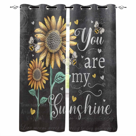 Farmhouse Sunflowers Blackout Curtains 45 Inches Long for Bedroom, Summer Floral My Sunshine Vintage Thermal Insulated Room Darkening Black Out Window Curtain Panels Grommet Drapes for Living Room