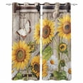 thumbnail image 1 of Farmhouse Sunflowers Blackout Curtains for Bedroom, Rustic Barn Doors Flowers Butterfly Wooden Thermal Insulated Kitchen Drapes with Grommets, Light Blocking Window Treatment, 2 Panels 52" x 90", 1 of 7