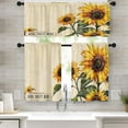thumbnail image 1 of Farmhouse Sunflowers Kitchen Window Curtains Valance and Tier Set 36 Inch, Summer 3 Piece Set Short Curtains for Window Floral Window Treatment Tiers for Living Room Bedroom, 1 of 6