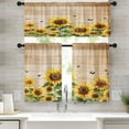 thumbnail image 1 of Farmhouse Sunflowers Kitchen Window Curtains Valance and Tier Set 36 Inch, Summer Floral 3 Piece Set Short Curtains for Window Country Wooden Window Treatment Tiers for Living Room Bedroom, 1 of 5