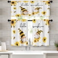 thumbnail image 1 of Farmhouse Sunflowers Kitchen Window Curtains Valance and Tier Set 36 Inch, Watercolor Yellow Floral 3 Piece Set Short Curtains for Window Bee Window Treatment Tiers for Living Room Bedroom, 1 of 6