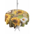 thumbnail image 1 of Farmhouse Sunflowers Outdoor Tablecloth - 54 Inch Round Dining Table Cover, Rustic Floral Buttterfly Wood Board Brown Waterproof Outdoor Table Cloth with Umbrella Hole & Zipper for Picnic/Patio/Party, 1 of 7