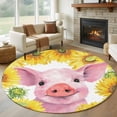 thumbnail image 1 of Farmhouse Sunflowers Round Rug 7ft Washable Circle Rugs Non Slip Spring Country Watercolor Pig Floral Large Area Rug Indoor Floor Carpet for Bedroom Kitchen Living Room Home Office Dining Room, 1 of 8