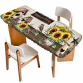 thumbnail image 1 of Farmhouse Sunflowers Table Cloths for 8 Foot Rectangle Tables, Western Star Country Bird Pine Cone Patio Waterproof Elastic Fitted Tablecloths, Washable Rectangular Table Cover for Camping, 1 of 8