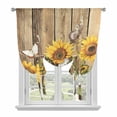 thumbnail image 1 of Farmhouse Sunflowers Tie Up Curtains for Windows, Adjustable Balloon Window Shades, Rustic Floral Buttterfly Wood Board Brown Kitchen Window Treatments Farmhouse Short Curtains 42"x45", 1 of 8