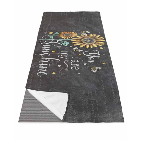Farmhouse Sunflowers Yoga Towel for Hot Yoga Non Slip, Summer Floral My Sunshine Vintage Yoga Mat Towel Absorbent Yoga Sweat Towels Microfiber Hot Yoga Blanket for Bikram Pilates 26"x70"