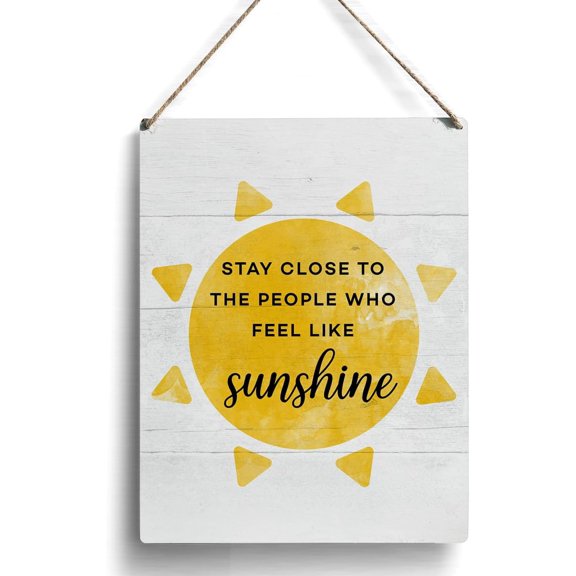 Farmhouse Sunshine Wooden Sign Artwork, Summer Sun Wood Plaque Block Desk Sign Home Office Table Shelf Decor 8x10 Inch