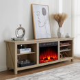 Farmhouse TV Console,70" Stand with 23" Fireplace, Natural Oak, Wood