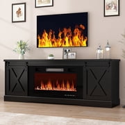Farmhouse TV Stand with 36” Fireplace for 70/75/80 Inch TVs, 70 inch Fireplace TV Stand Entertainment Center Media Conso