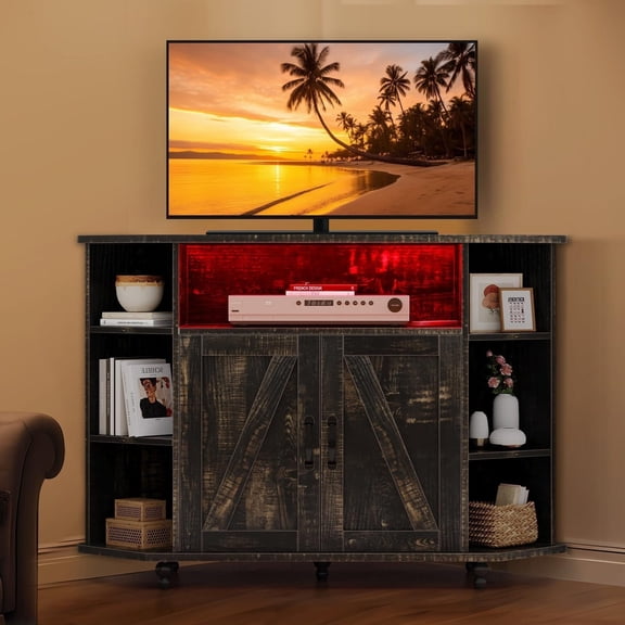 Farmhouse TV Stand for 50 Inch TV, Espresso Entertainment Center for 65 Inch TV, Modern Farmhouse Television Stands for TVs up to 70, Espresso TV Stand for Flat Screens 65, Rustic Oak