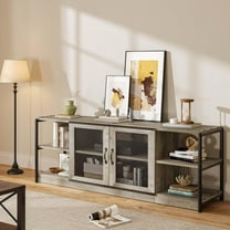 Farmhouse TV Stand for 65/75 Inches TVs, Industrial TV Media Console Cabinet Table, Entertainment Center with Storage Cabinet and Mesh Doors for Living Room, Vintage