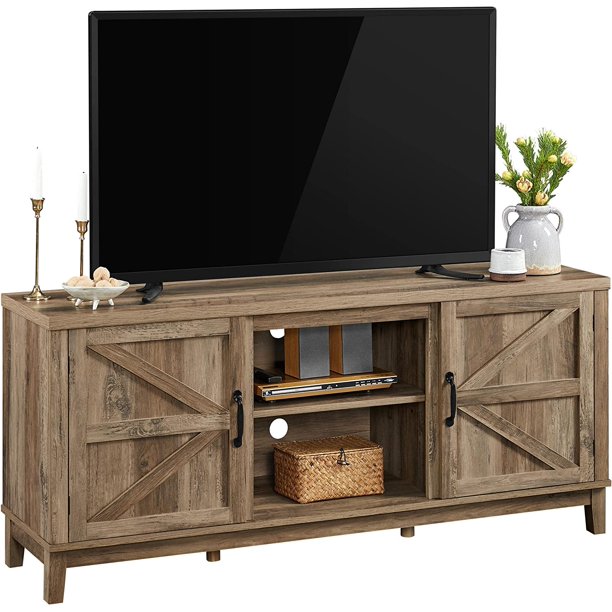 Farmhouse TV Stand for 65 Inch TV Wood Entertainment Center Suitable