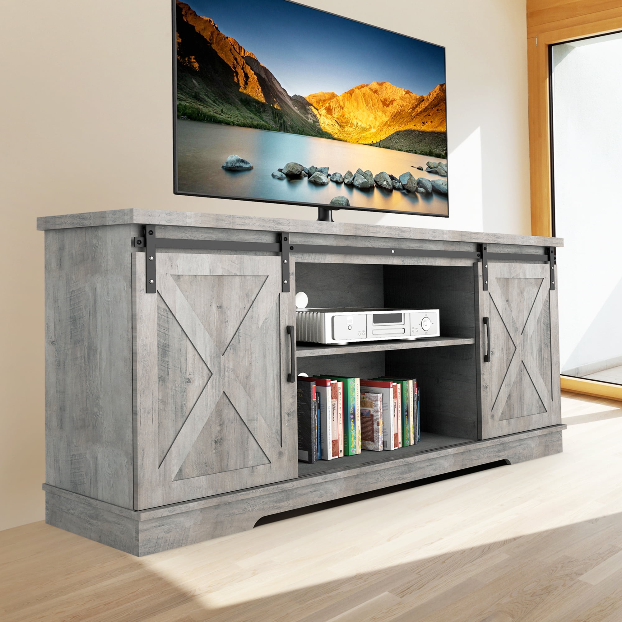 Farmhouse TV Stand for 65 inch TV, Farmhouse Entertainment Center