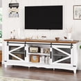 thumbnail image 1 of Farmhouse TV Stand 75 Inch Entertainment Center White TV Console Modern Media Furniture Wood TV Console Cabinet with Sliding Barn Door and Adjustable Shelf for Living Room Bedroom, 1 of 7