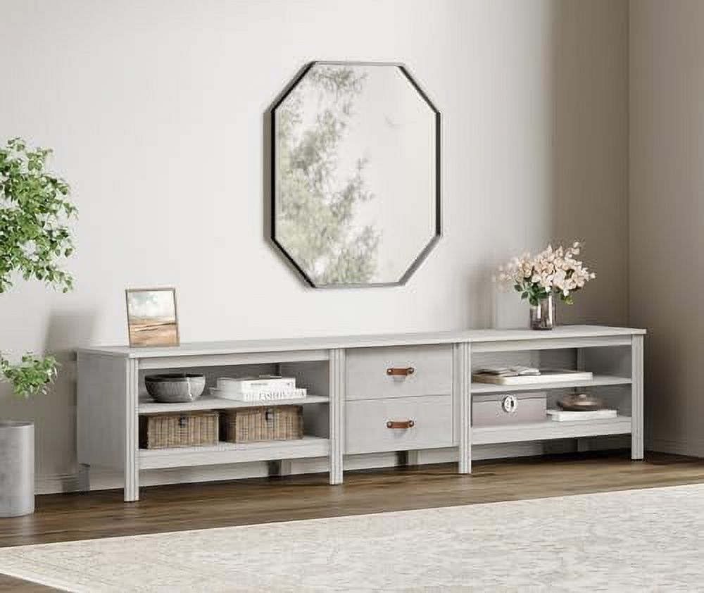 Farmhouse TV Stand for 85 Inch TV Wood Entertainment Center for 80 90