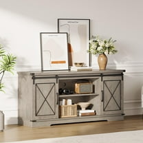 Farmhouse TV Stand for TV up to 65 Inches and Entertainment Center with Sliding Barn Doors, Tv Media Console Table with Storage Cabinet for Living Room, Bedroom