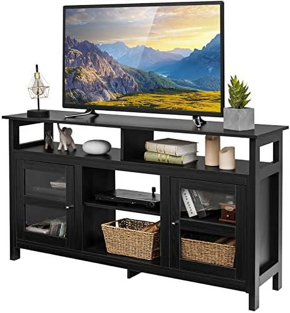 Farmhouse TV Stand for TVs up to 65" Screen Wooden TV Console Table w/2