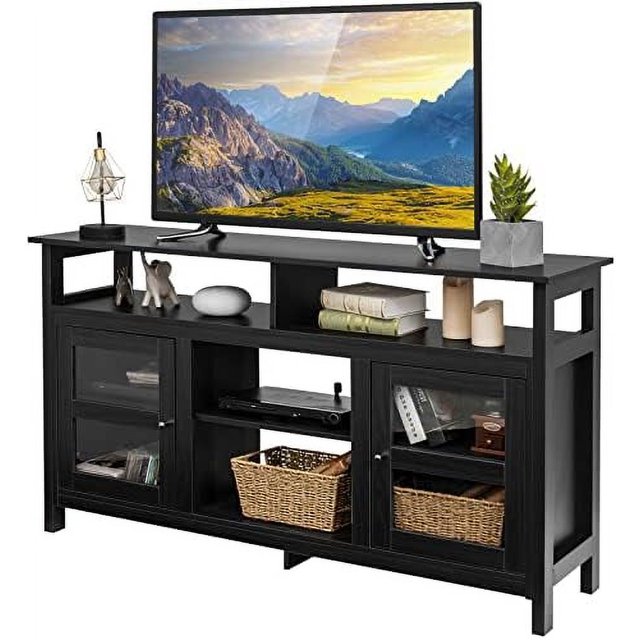Farmhouse TV Stand for TVs up to 65" Screen Wooden TV Console Table w/2