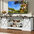 thumbnail image 1 of 70" Farmhouse TV Stand for 75 Inch TVs with Sliding Barn Door, Rustic Wood Entertainment Center Large Media Console Cabinet for Living Room, 1 of 7