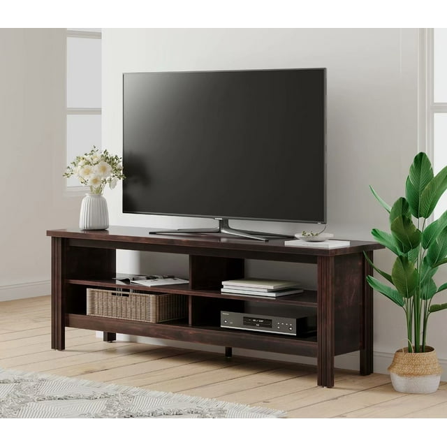 Farmhouse TV Stands for 65 inch Flat Screen,Wood Media Console for bedroom and living room,59 inch,Walnut