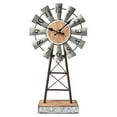 thumbnail image 1 of MODE HOME Farmhouse Table Clock on Stand, Galvanized Windmill Design, Silent Battery-Operated Decor, 1 of 6