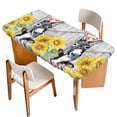 thumbnail image 1 of Farmhouse Table Cloths for 3 Foot Rectangle Tables, Watercolor Sunflowers Animals Printed Wood Grain Patio Waterproof Elastic Fitted Tablecloths, Washable Rectangular Table Cover for Camping, 1 of 8