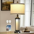 thumbnail image 1 of Farmhouse Table Lamp, 27" Vintage Rustic Retro Beside Lamp with USB A+C Charging Ports & AC Outlet, Industrial Modern Lamp with Glass LED Night Light for Living Room Bedrooms Nightstand 1 Pack, 1 of 11