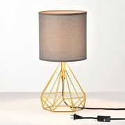 Gold Modern Table Lamp for Bedroom Small Bedside Lamp for Nightstand With Hollowed Out Base Cute Desk Lamp for Kids Living Room