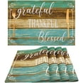 thumbnail image 1 of Farmhouse Table Placemats Set of 4 Place Mats Linen Wipeable Heat Resistant Placemats Washable Fabric Waterproof Rectangle Table Mat for Kitchen Dining Dinner 18 X 12 Inch, Retro, 1 of 5