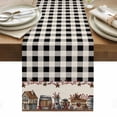 thumbnail image 1 of Farmhouse Table Runner - 72 Inch Long, Kitchen Dining Table Runner Dresser Scarves, American Country Star Barn Black Plaid Berry Farmhouse Decor for Coffee Tables Wedding Party Banquet, 1 of 8